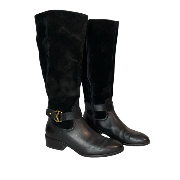 Ralph Lauren Micah Black Burnished Calf Sport Suede Women's Size 8B Horse Riding - Picture 1 of 7